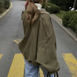 Damska Krótka Kurtka Oversize Casual na Guziki
