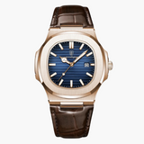 Męski zegarek z chronografem 41 mm, skórzany pasek