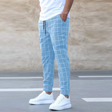 Męskie Spodnie w Kratę Slim Fit Nowoczesny Styl Casual