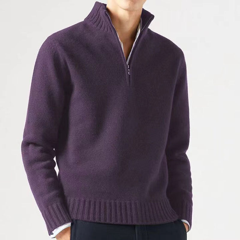 Męski Sweter z Zamkiem Pod Szyją Elegancki i Uniwersalny