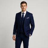 Męski trzyczęściowy garnitur slim fit z mieszanki wełny
