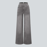 Damskie Szerokie Jeansy z Wysokim Stanem – Modne Spodnie Denim