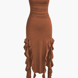 Sukienka Maxi Bandeau z Falbanami