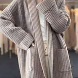 Długi kardigan dzianinowy oversize ciepły stylowy sweter