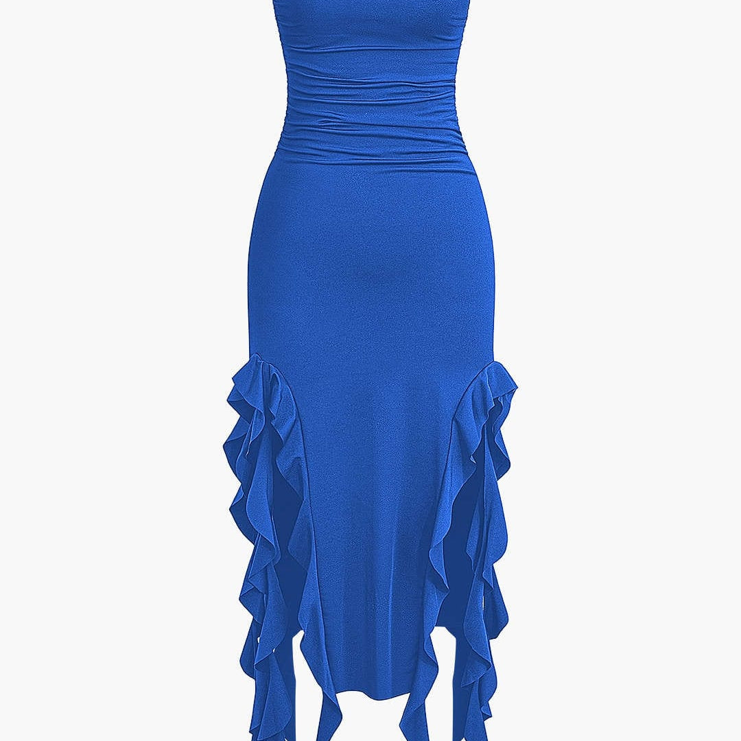 Sukienka Maxi Bandeau z Falbanami