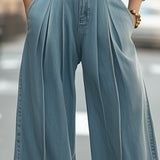 Damskie Szerokie Spodnie Jeansowe z Wysokim Stanem – Stylowe Jeansy