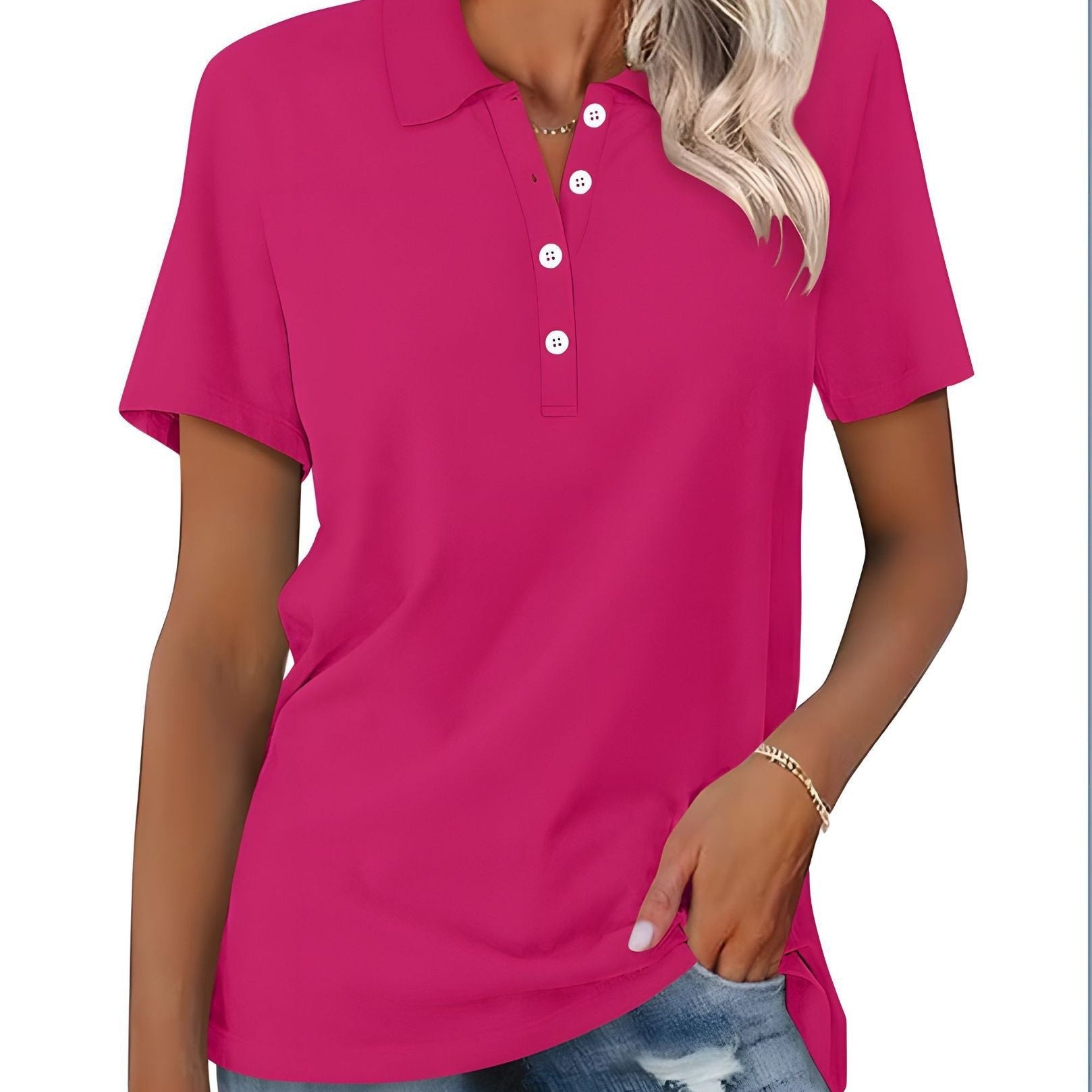Koszulka Polo Damska Klasyczna Bawełniana Elegancki Styl Casual