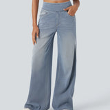 Damskie Szerokie Jeansy z Wysokim Stanem – Modne Spodnie Denim