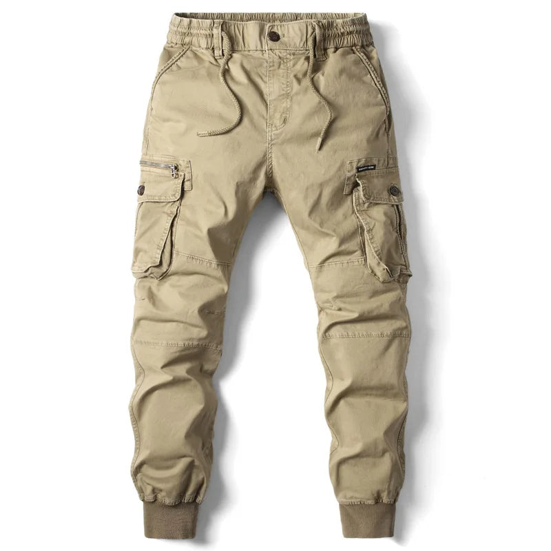 Męskie Spodnie Cargo Jogger Kieszenie Taktyczne Styl Streetwear