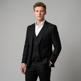 Męski trzyczęściowy garnitur slim fit z mieszanki wełny