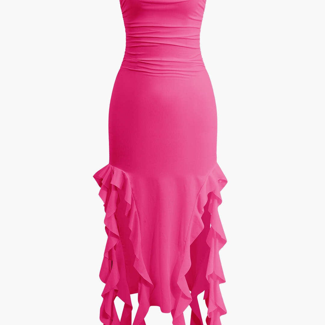 Sukienka Maxi Bandeau z Falbanami