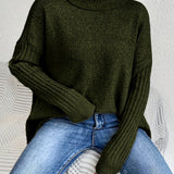 Damski Sweter Jesienny Elegancki Zielony