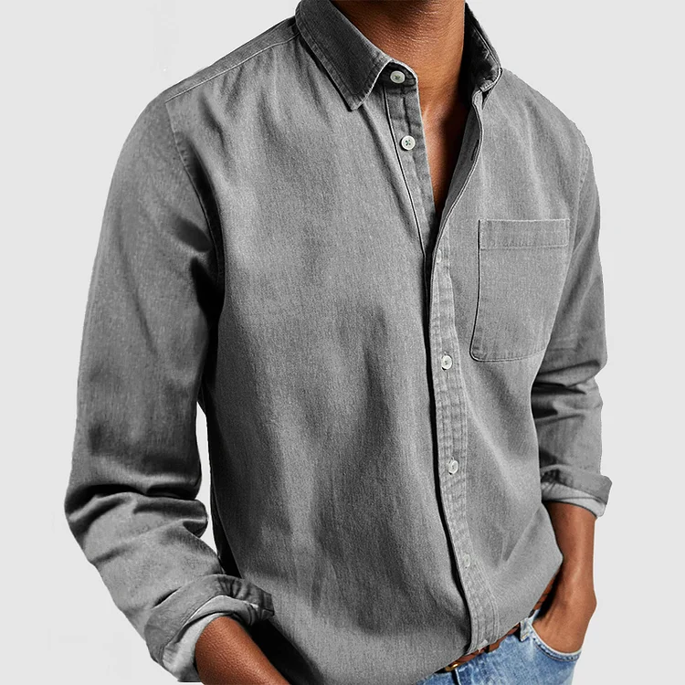 Męska Koszula Casual Slim Fit z Kieszenią Uniwersalny Styl