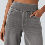 Damskie Szerokie Jeansy z Wysokim Stanem – Modne Spodnie Denim