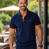 Męska Koszulka Polo Sportowa Slim Fit Kontrastowy Styl