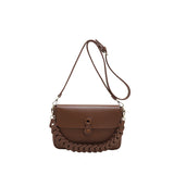 Damska Elegancka Torebka Crossbody z Plecionym Paskiem i Klapką