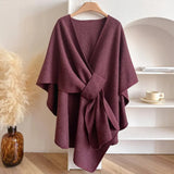 Dzianinowe Poncho Damskie Eleganckie do Stylizacji Warstwowych