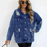 Damska Oversize Kurtka Jeansowa Vintage Denim