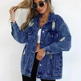 Damska Oversize Kurtka Jeansowa Vintage Denim