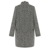 Damski płaszcz wełniany w pepitkę elegancki klasyczny