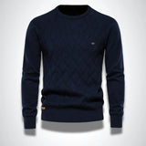 Męski dzianinowy sweter z okrągłym dekoltem, slim fit