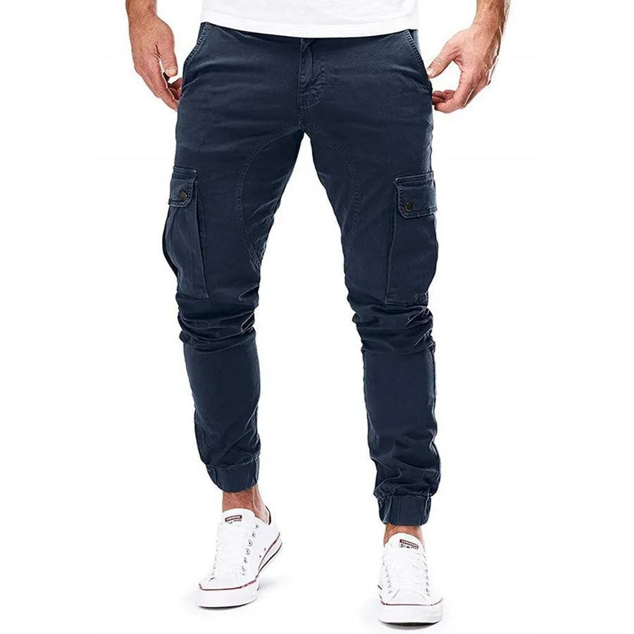 Męskie Spodnie Cargo Slim Fit Kieszenie Taktyczne Styl Streetwear