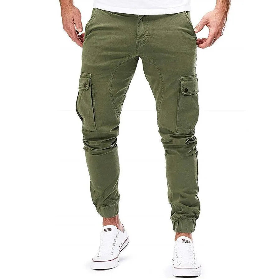 Męskie Spodnie Cargo Slim Fit Kieszenie Taktyczne Styl Streetwear