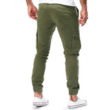 Męskie Spodnie Cargo Slim Fit Kieszenie Taktyczne Styl Streetwear