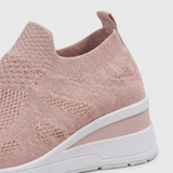 Damskie wsuwane sneakersy na koturnie z dzianiny