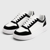Damskie sneakersy na platformie, sznurowane, dwukolorowe