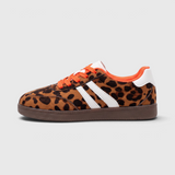Damskie sneakersy retro w panterkę ze sznurowaniem