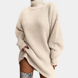 Długi Sweter Oversize z Golfem