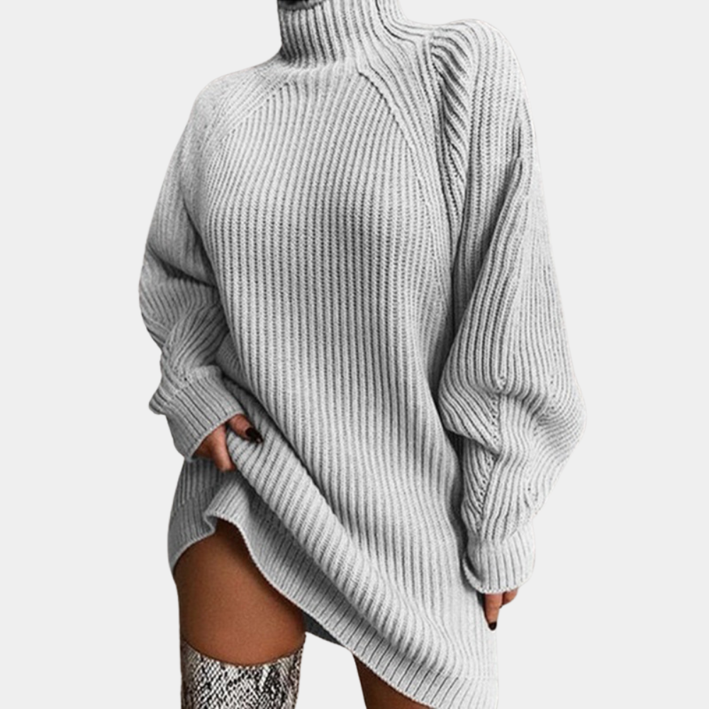 Długi Sweter Oversize z Golfem