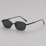 Retro prostokątne okulary przeciwsłoneczne w złotej metalowej oprawce