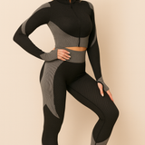 Sportowy Komplet Fitness Bluza i Legginsy z Wysokim Stanem