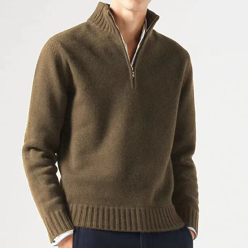 Męski Sweter z Zamkiem Pod Szyją Elegancki i Uniwersalny
