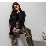 Damskie Spodnie w Panterkę Szerokie Nogawki Modny Styl