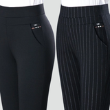 Eleganckie spodnie w paski wysoka talia dopasowany biznesowy styl
