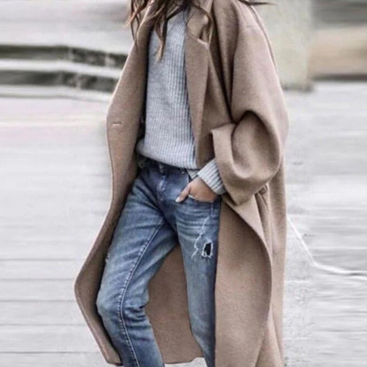 Oversize Płaszcz Damski Bez Zapięcia – Nowoczesna Elegancja