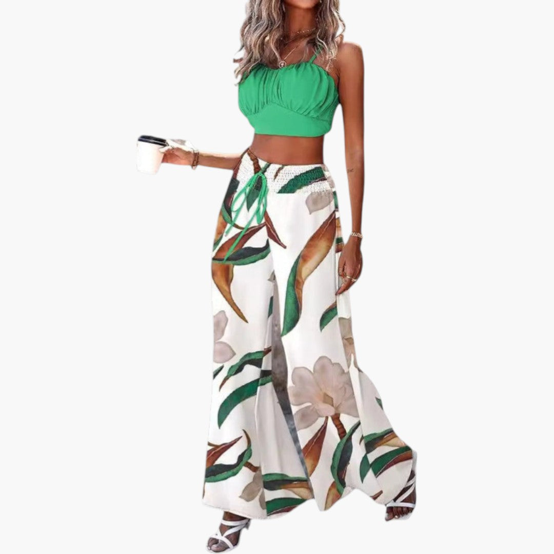 Komplet letni top i spodnie szerokie stylowy boho