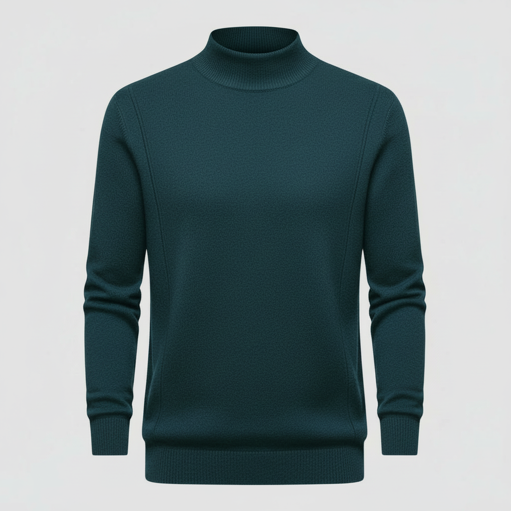 Męski Golf Dopasowany Elegancki Sweter z Wysokim Kołnierzem