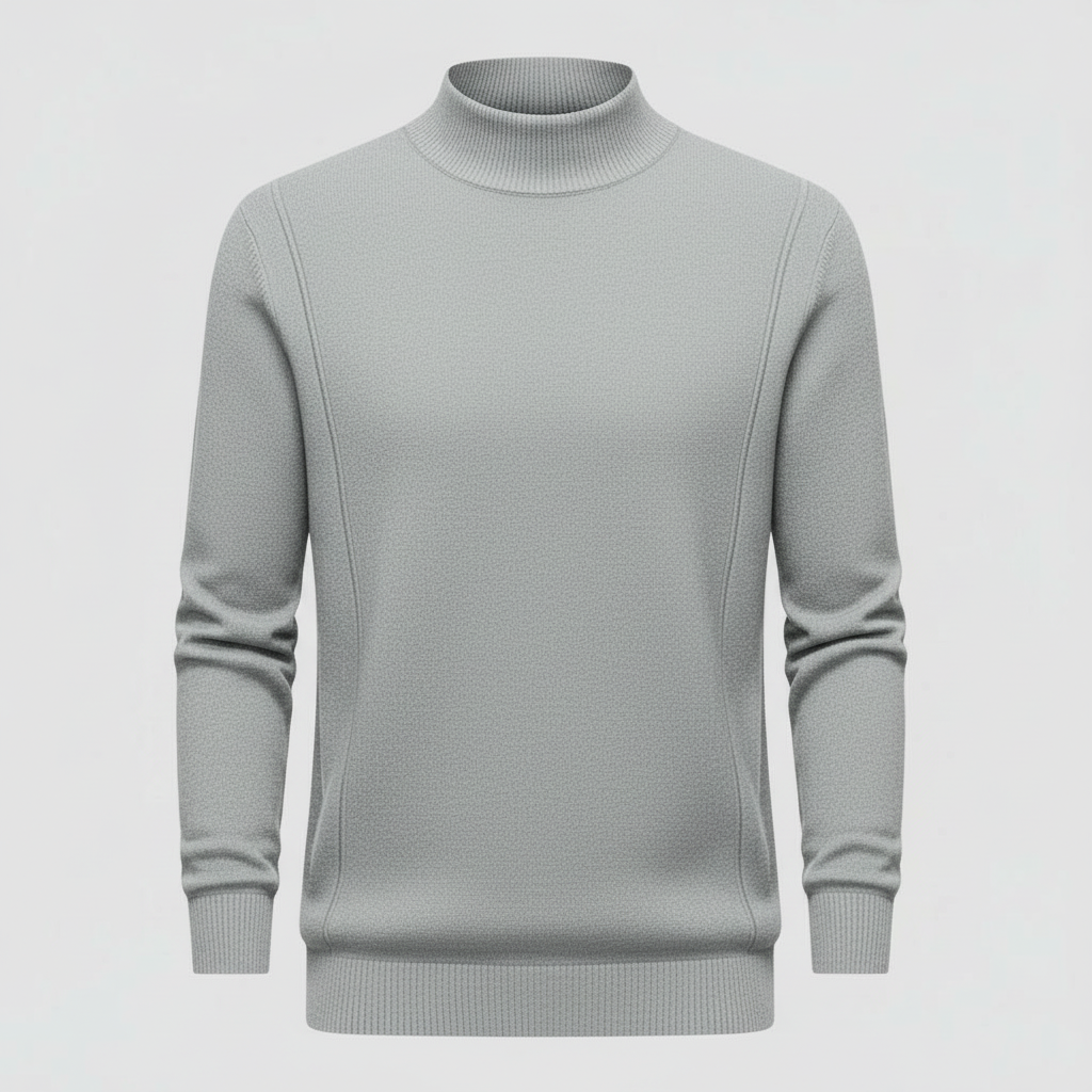 Męski Golf Dopasowany Elegancki Sweter z Wysokim Kołnierzem