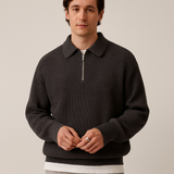 Męski Sweter Polo z Zamkiem Elegancki Dzianinowy Styl