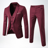 Męski trzyczęściowy garnitur slim fit z mieszanki wełny