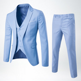 Męski trzyczęściowy garnitur slim fit z mieszanki wełny