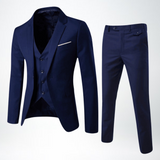 Męski trzyczęściowy garnitur slim fit z mieszanki wełny