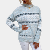 Sweter z Nordyckim Wzorem i Okrągłym Dekoltem