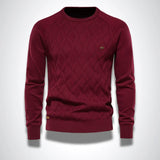 Męski dzianinowy sweter z okrągłym dekoltem, slim fit