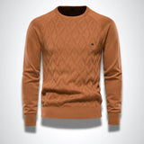 Męski dzianinowy sweter z okrągłym dekoltem, slim fit
