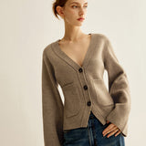 Damski Kardigan z Dekoltem V – Elegancki Sweter Dzianinowy
